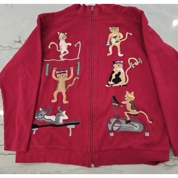 Vintage 90's Bechamel Zip-up Jacket-Aerobic Cats SMALL - Picture 1 of 5